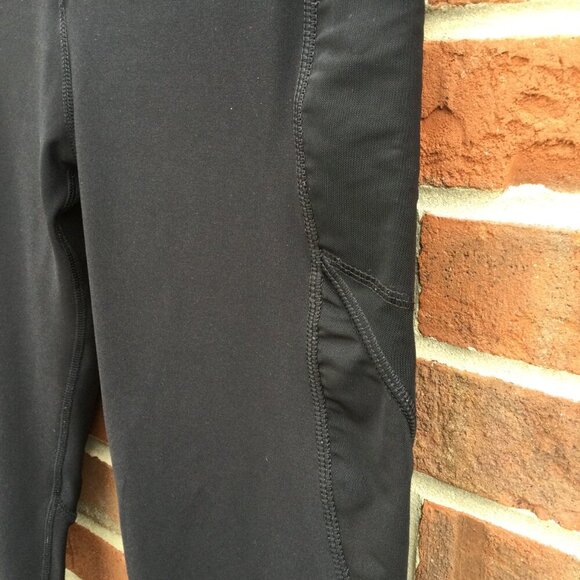 X by Gottex Active Capri Leggings Large Black Mesh Blocks Side Pocket - Picture 3 of 9